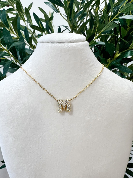 Chunky Zirconium Letter Necklace