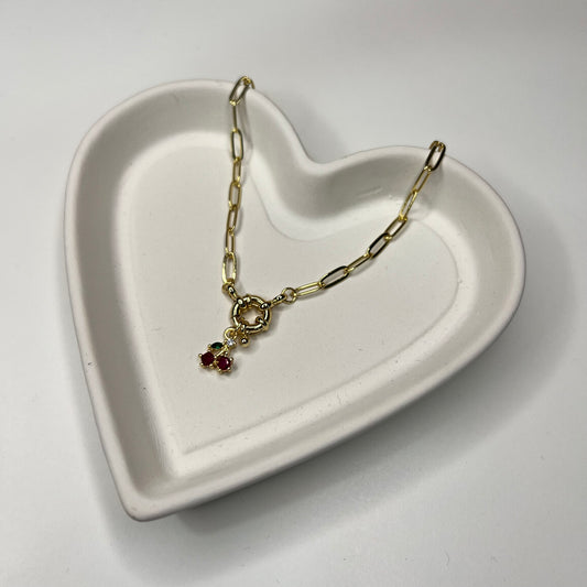 Lock and Cherry Necklace
