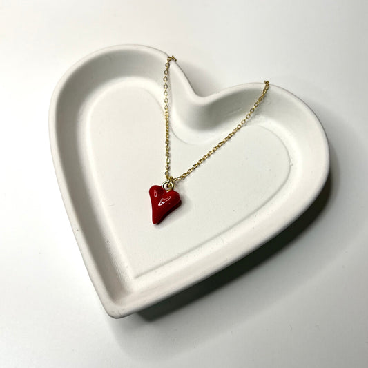 Chunky Red Heart Necklace