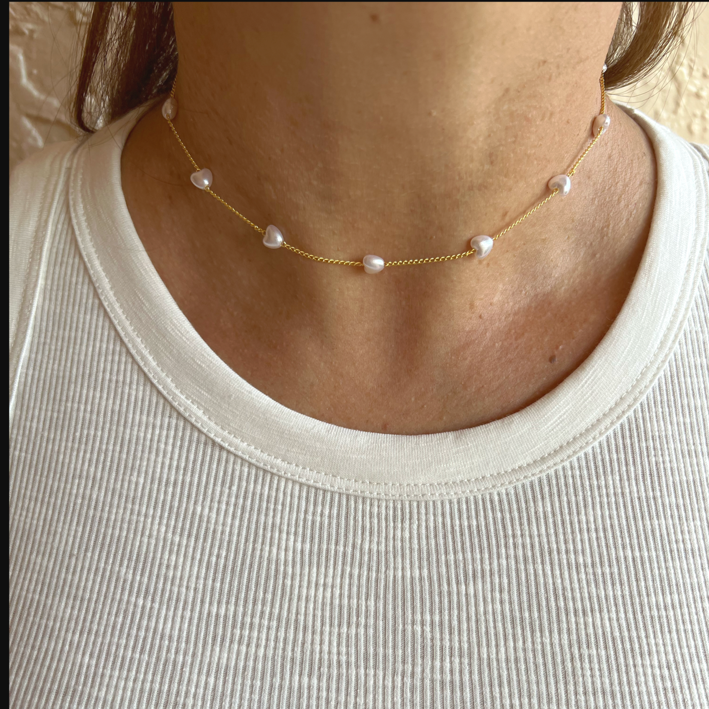 Heart Pearls Gold Necklace