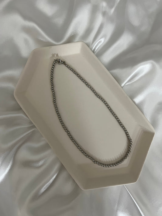 All Silver Beads Necklace