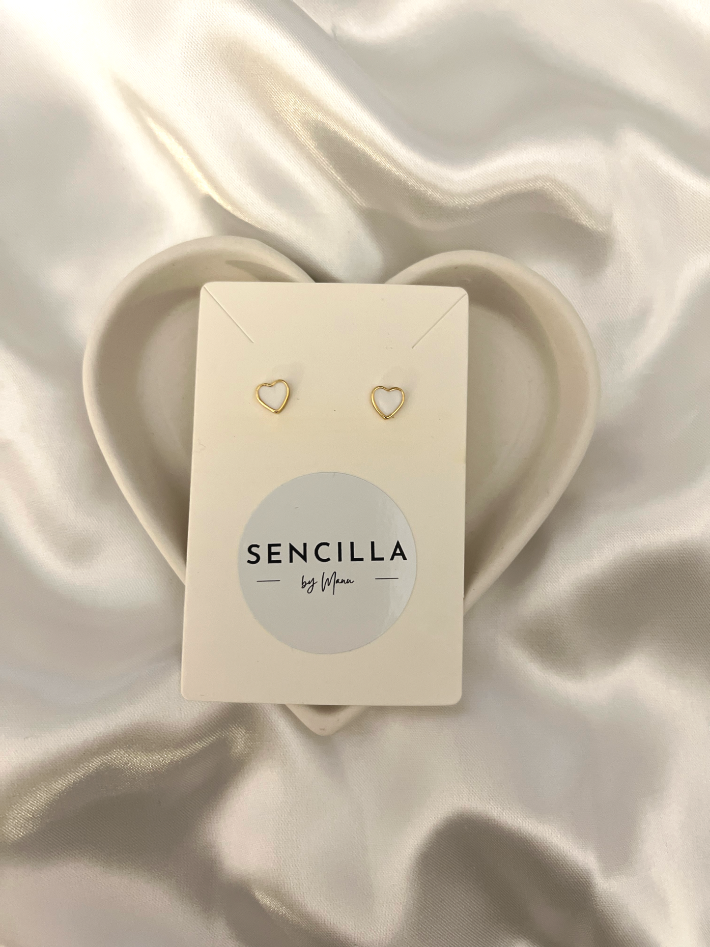 White Heart Earrings