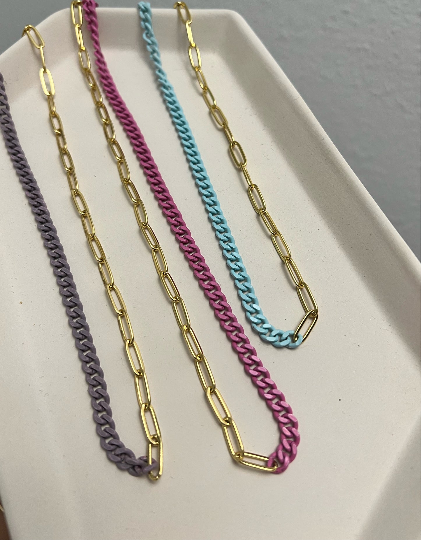 Half Link & Half Colored Cuban Link necklace