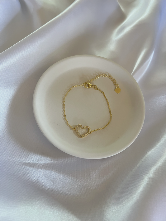 White Gold Heart Bracelet