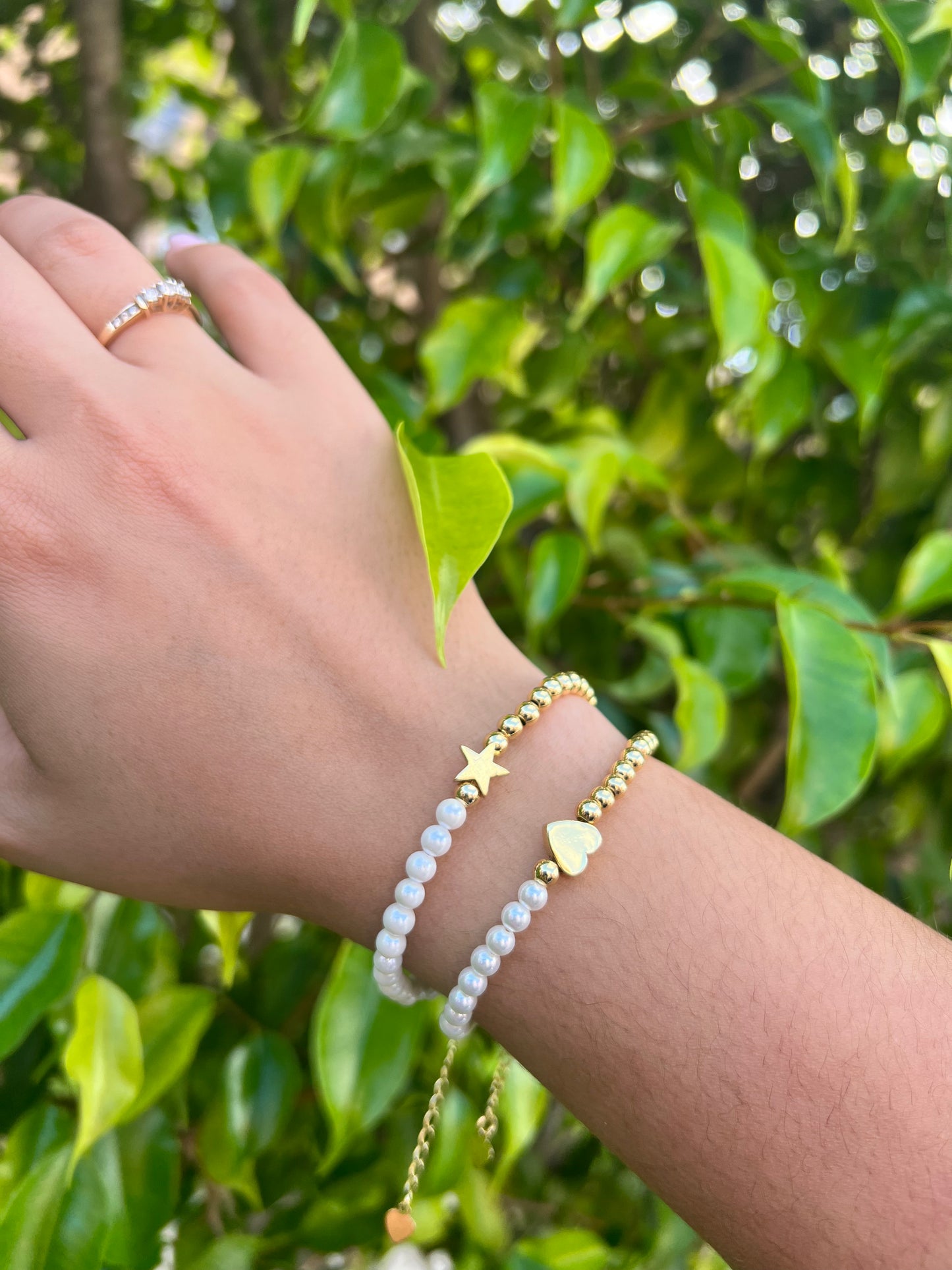 Half Pearl & Half Gold Beads