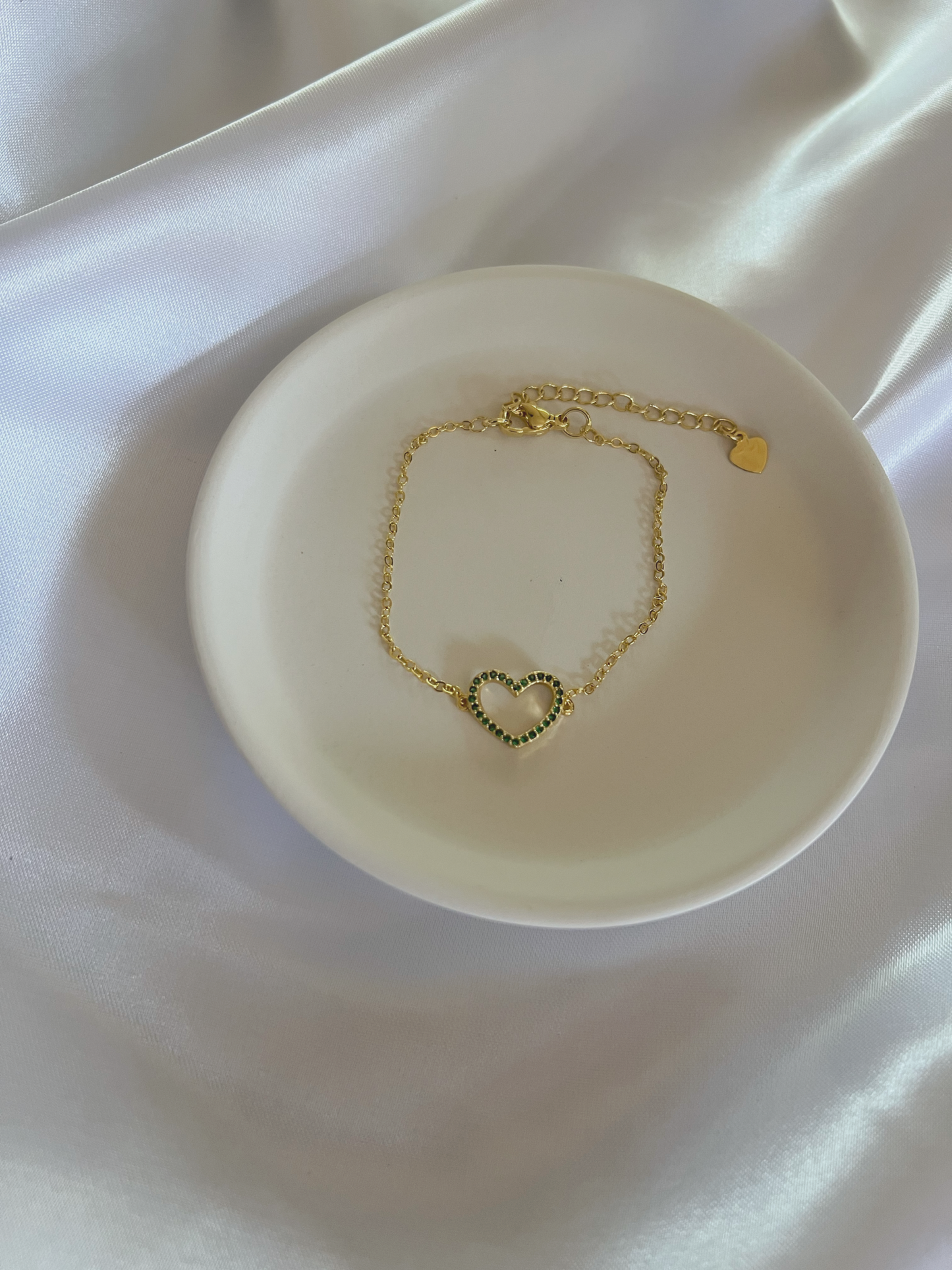 Green Gold Heart Bracelet