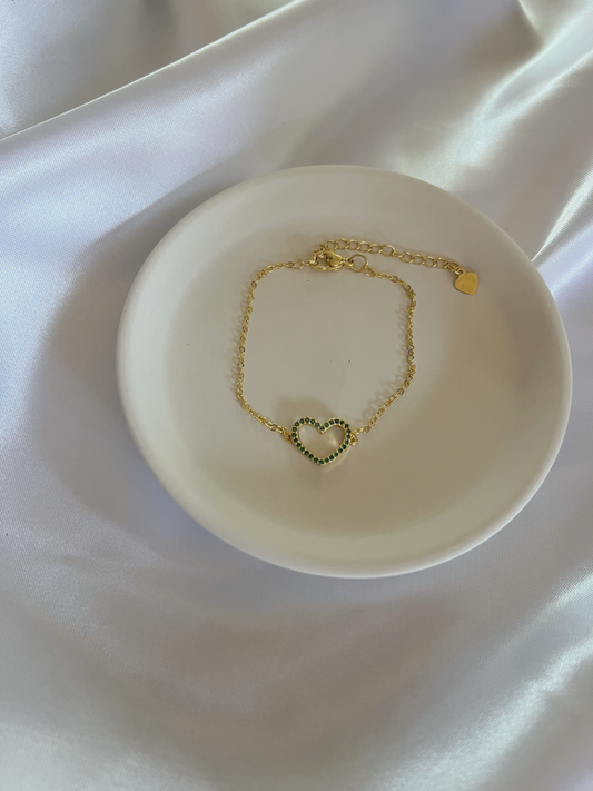 Green Gold Heart Bracelet