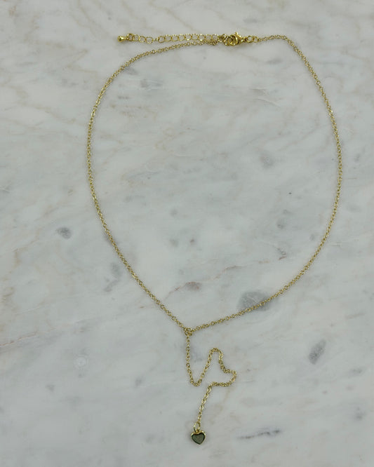Hanging Heart Lariat Necklace