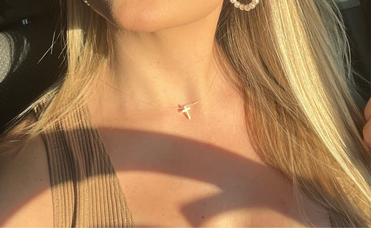 Clear String Cross Necklace