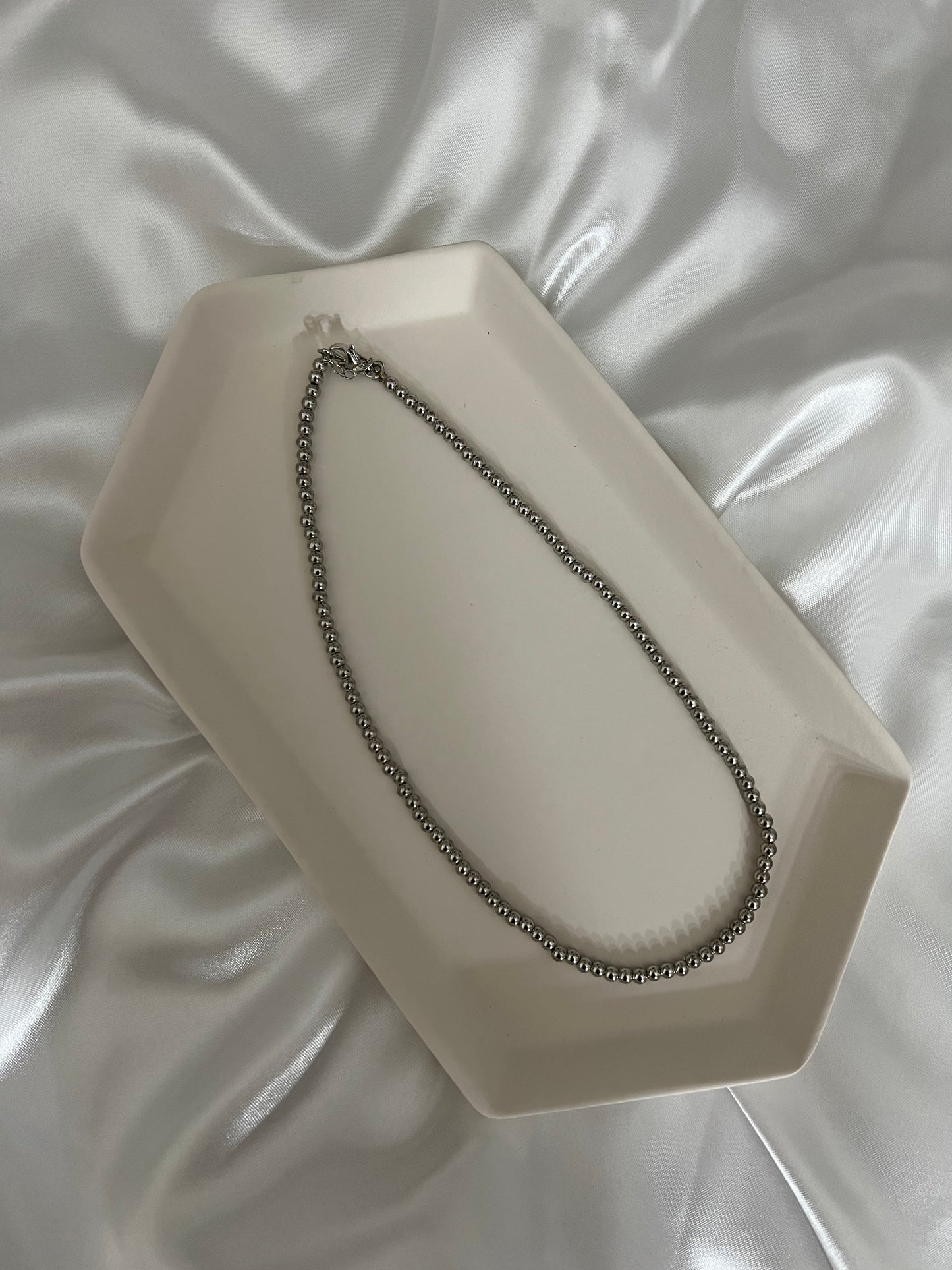 All Silver Beads Necklace