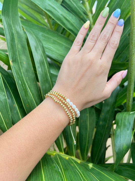 Half Pearl Half Gold Adjustable Bracelet