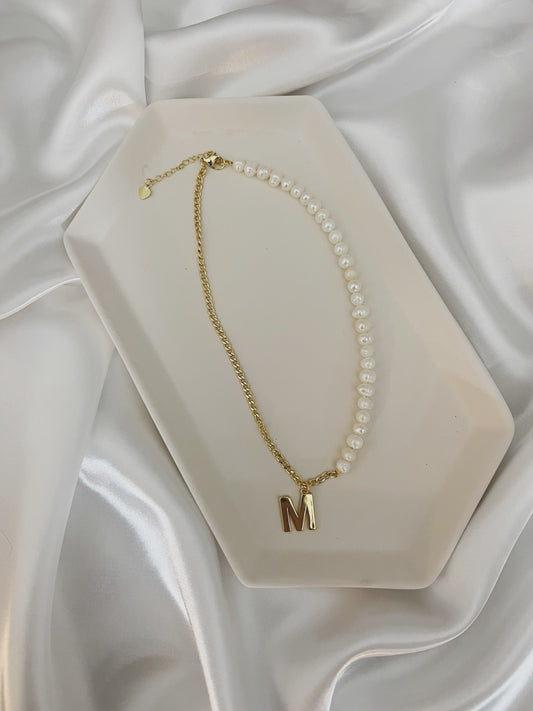 Half Pearl & Half Cuban Link Necklace