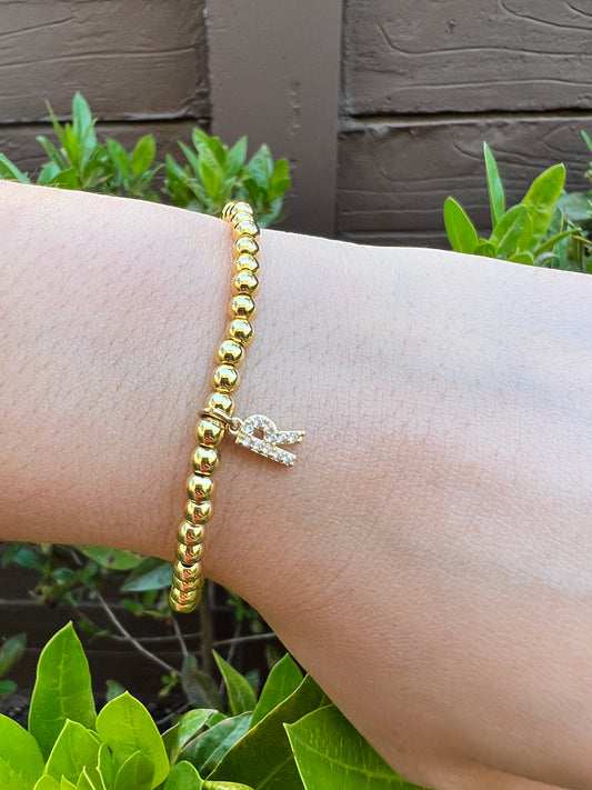 Personalized Gold Beads with Letter Bracelet