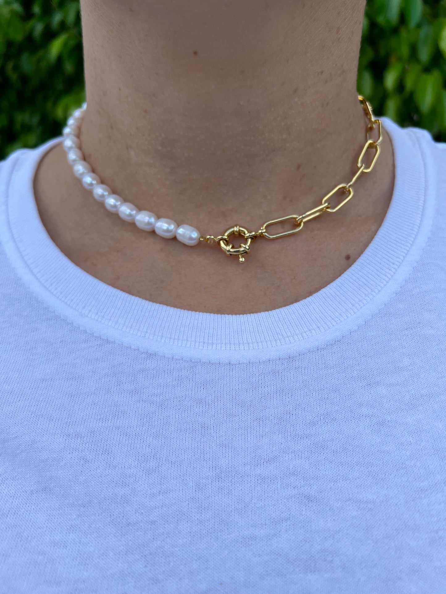 Half Pearl Half Big Link with Clip