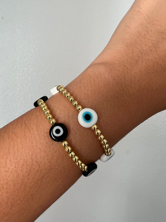 Evil Eye Gold Beaded Bracelet