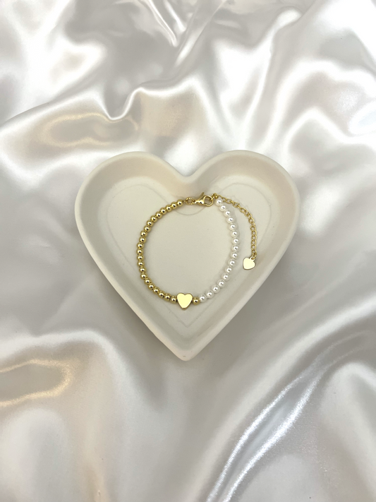 Half Pearl and Beads with Heart
