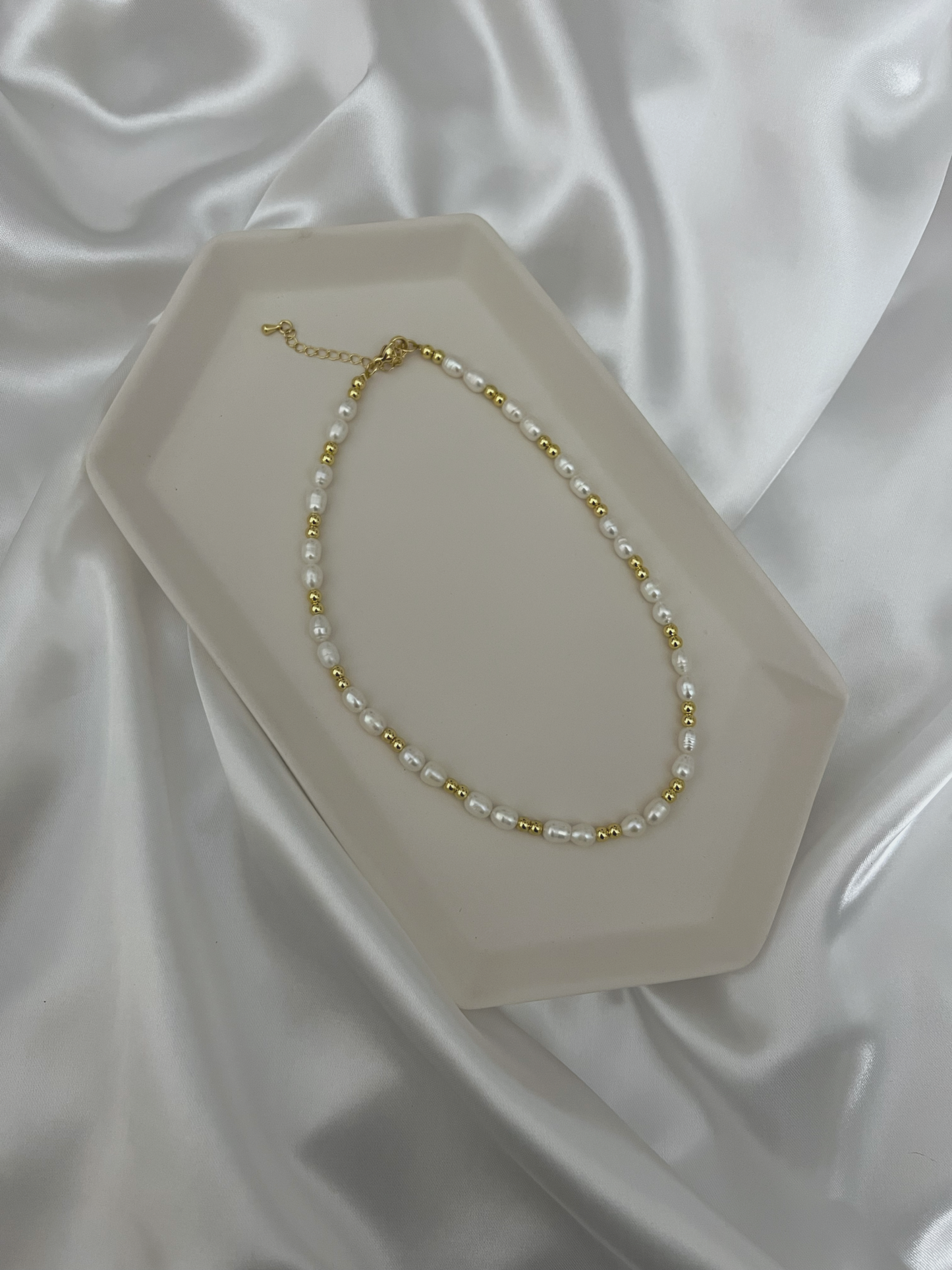 Pearls with Gold Beads Necklace