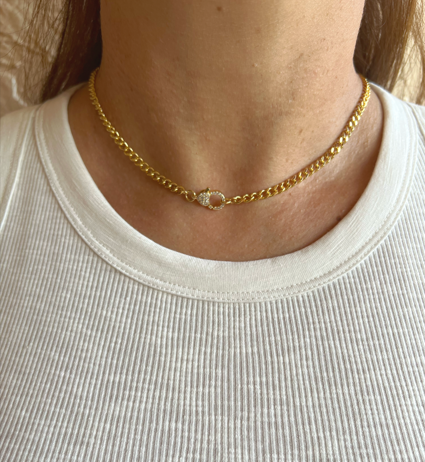 Cuban Link with Zirconium Clip Necklace